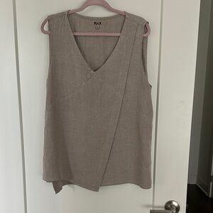FLAX Sleeveless Faux Wrap Neutral Top